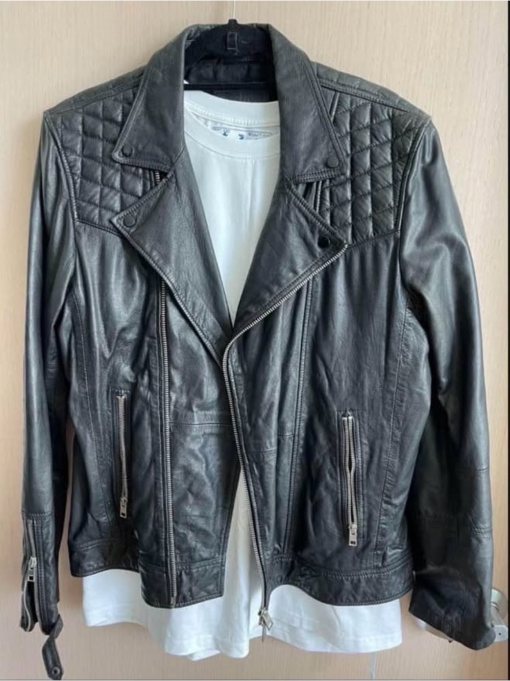 AllSaints Black Leather Jacket size XL